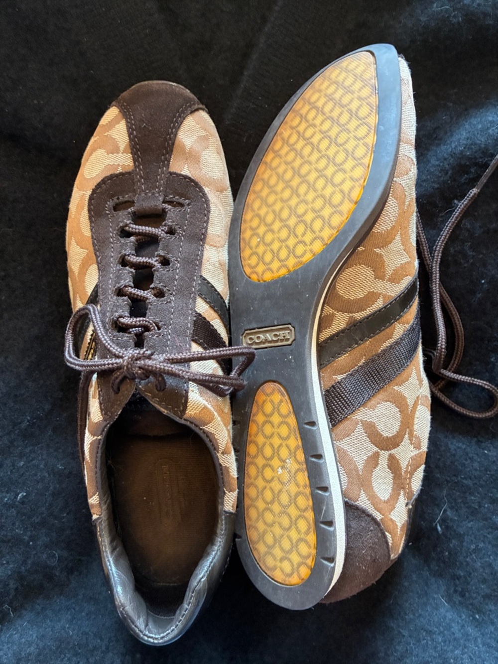 Coach Women’s Brown and Tan Signature Logo Athletic Sneakers